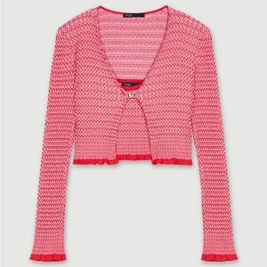 Maje herringbone knit cardigan tank top set - red